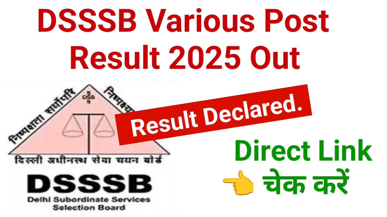 DSSSB Various Post Result 2025