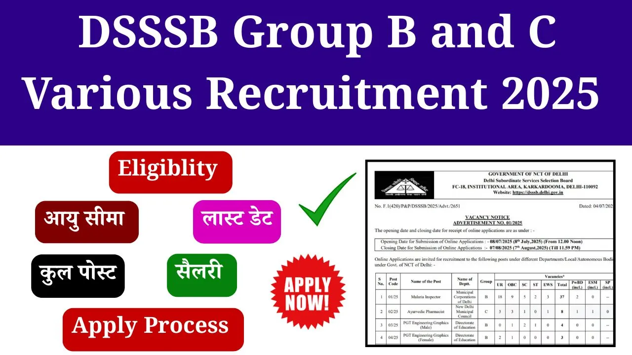 DSSSB Group B and C Recruitment 2025