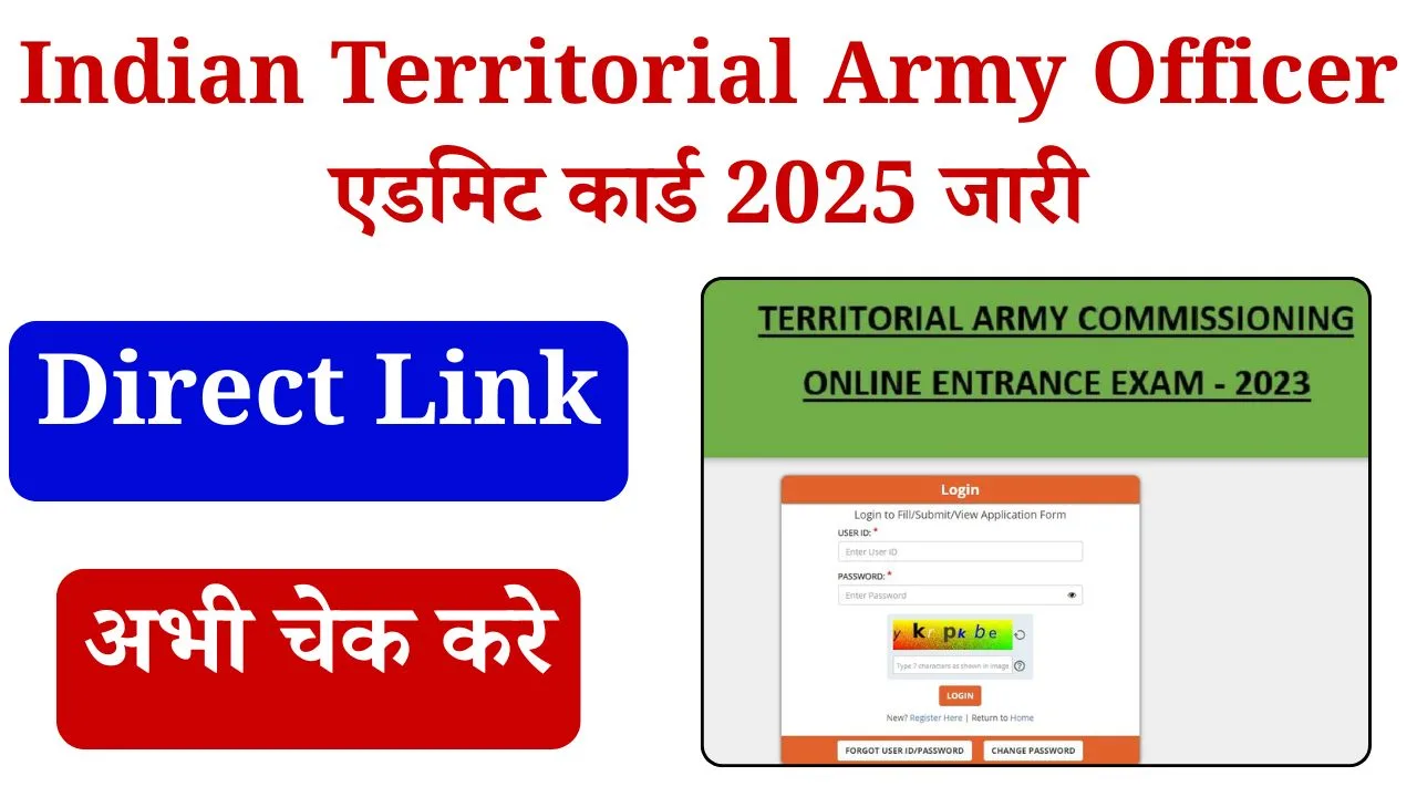 Indian Territorial Army Officer Admit Card 2025